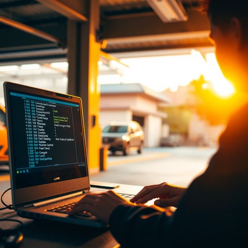 Scanner automotivo OBD-II exibindo códigos de falha em laptop em oficina de Salvador